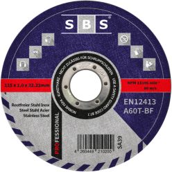   SBS, Vágókorong fémhez és rozsdamentes acélhoz, Ø 115mm x 1mm x 22,2mm, 10db