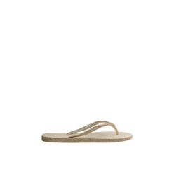   Havaianas, Slim fényes hatású flip-flop papucs, Homokbarna/aranyszín, Női, 37-38