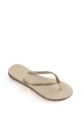 Havaianas, Slim fényes hatású flip-flop papucs, Homokbarna/aranyszín, Női, 37-38