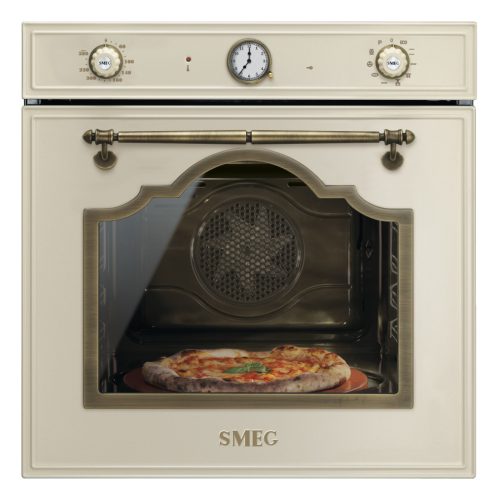 SMEG PIROLITIKUS HŐLÉGKEVERÉSES SÜTŐ, Cortina design, 60 cm, analóg, bézs