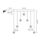 Home KAF7WW akril hópehely fényfüggöny, kül- és beltéri kivitel, 7 db melegfehér LED, szélesség 1,2 m