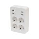 Home NV 4 USB tálcás USB-s elosztó, 4 földelt aljzat, 4 USB aljzat össz 2,4A, elforgatható csatlakozódugó, max.3680W