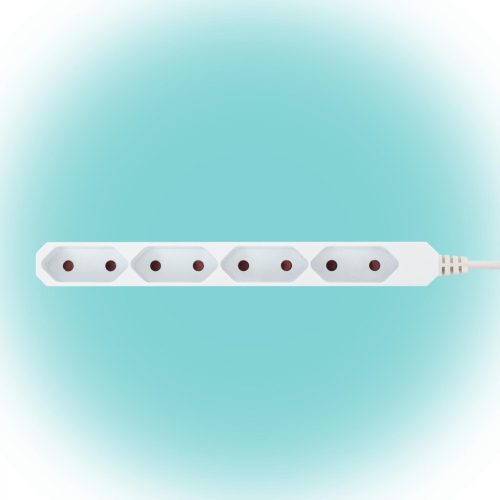 Home NV 4E-5/WH EURO hálózati elosztó, 5 m, H05VVH2-F 2 x 0,75 mm2, 4 védőérintkezős EURO aljzat, max. 2300 W, fehér