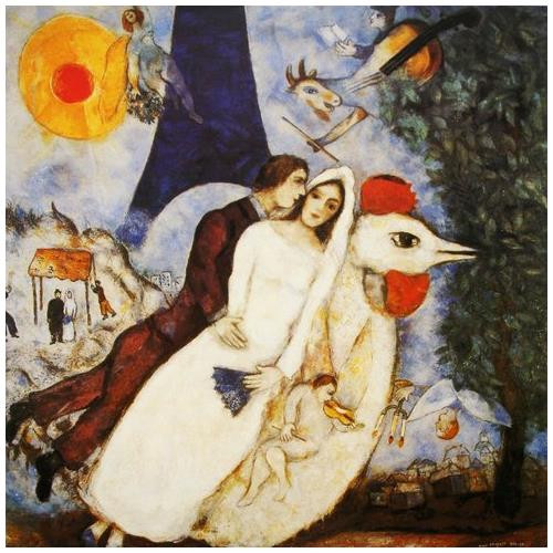 Marc Chagall, Les Fiances de la Tour Eiffel, Poszter, 60x80cm